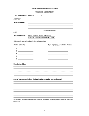 House and Pet-Sitting Agreement