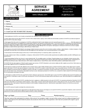 Professional Pet Sitting Service Agreement