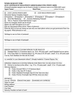 Real Estate Marketing Postcard Request Form