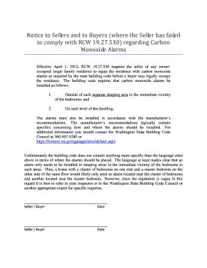 Notice to Sellers and Buyers on Carbon Monoxide Alarms