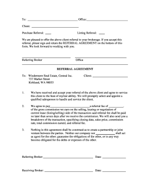 Real Estate Referral Agreement