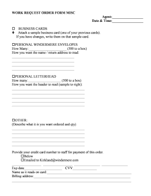 Work Request Order Form