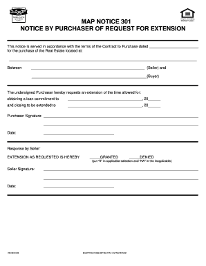 MAP Notice 301 - Request for Extension