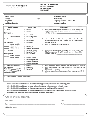 Insulin Orders Form