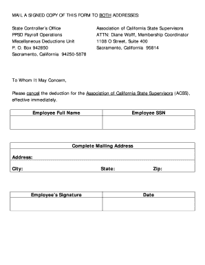 California State Employee Deduction Cancellation Form