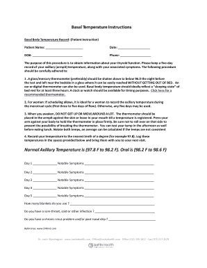 Basal Body Temperature Record Form