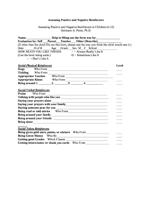 Child Reinforcer Assessment Form