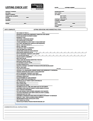 Real Estate Listing Checklist