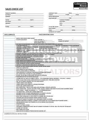 Sales Checklist for Real Estate Transactions