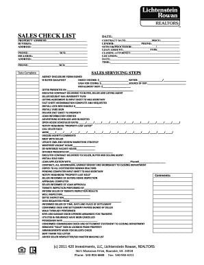 Real Estate Sales Checklist
