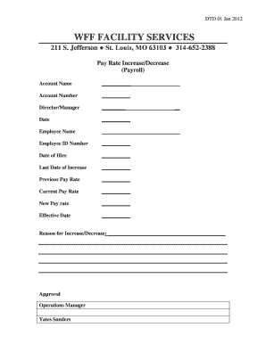 Pay Rate Increase/Decrease Form