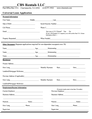 Universal Lease Application