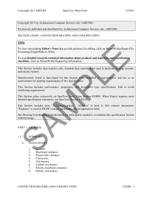 Convection Heating and Cooling Units Specification