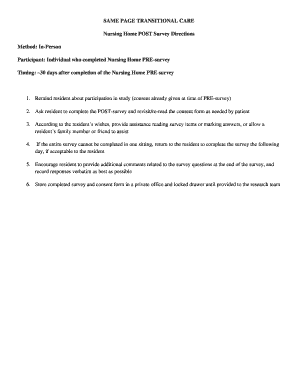 Nursing Home Post Survey Form
