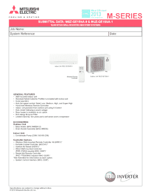 Mitsubishi Heat Pump System Submittal Form