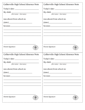 Collierville High School Absence Note