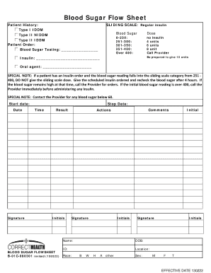Blood Sugar Flow Sheet