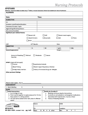 Epistaxis Nursing Protocol Form