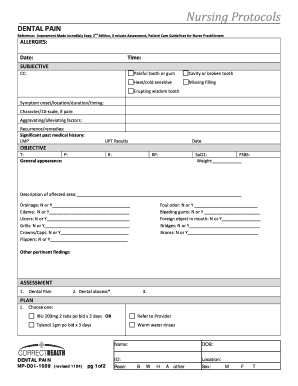 Dental Pain Assessment Form