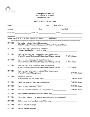 Breast Health History Form