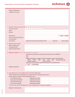 Fertility Treatment Application Form