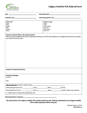 Calgary Foothills PCN Referral Form