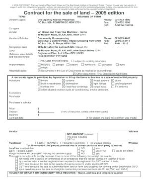 New South Wales Land Sale Contract