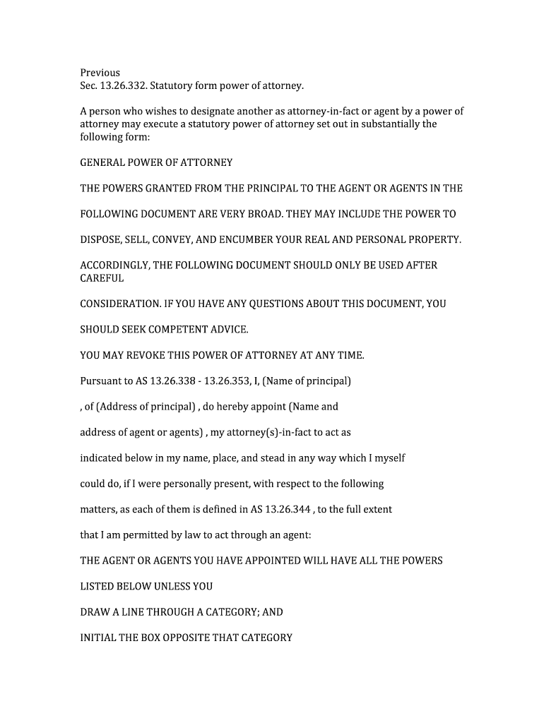 Fillable Online Statutory Power of Attorney Act POA bFormsb and