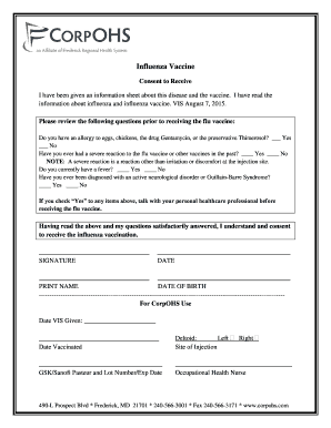 Influenza Vaccine Consent Form
