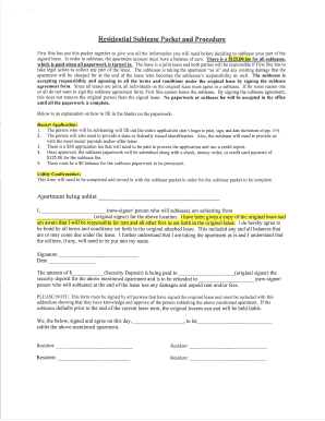 Residential Sublease Agreement
