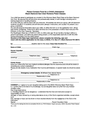 Parent Consent Form for a Child039s Attendance Black Diamond - blackdiamondgunclub