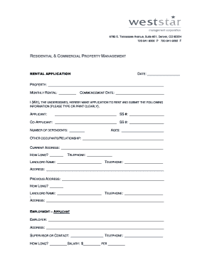 Residential and Commercial Rental Application