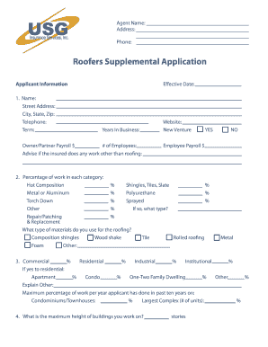 Roofers Supplemental Application