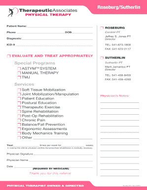 Physical Therapy Referral Form