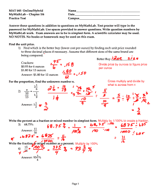 MyMathLab Chapter 5/6 Practice Test