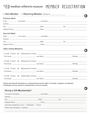 Madison Children's Museum Membership Application