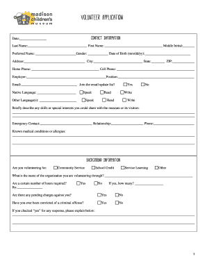 Volunteer Application Form
