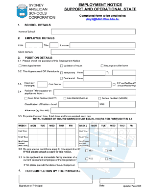Employment Notice for Support Staff