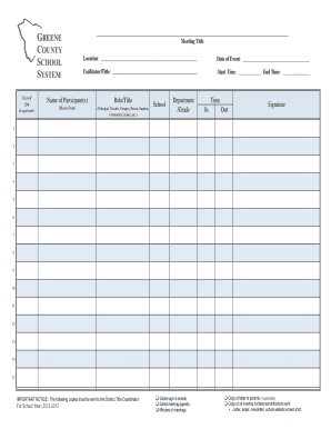 Meeting Sign-In Sheet