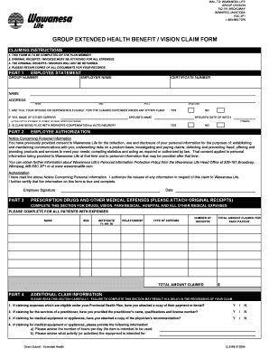 Wawanesa Life Extended Health Benefit Claim Form