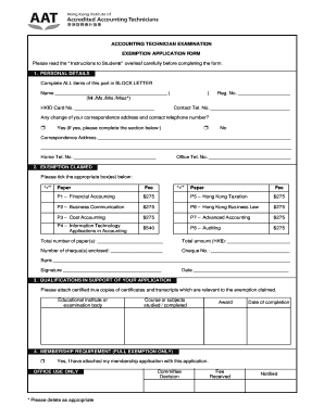 Accounting Technician Examination Exemption Application Form