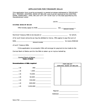 Application for Treasury Bills