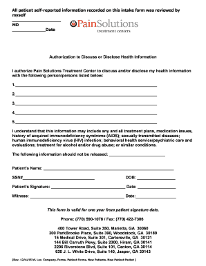 Authorization to Discuss or Disclose Health Information