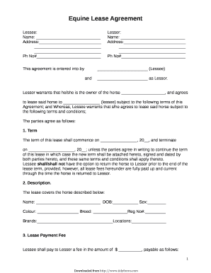 Horse Lease Agreement Template from www.pdffiller.com