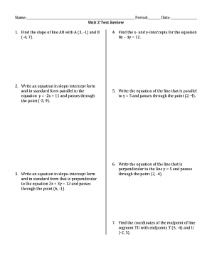 Unit 2 Test Review Math Worksheet