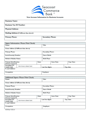 Business Account Information Form