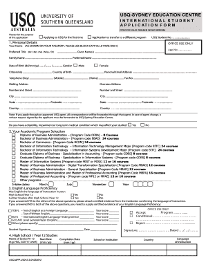 USQ International Student Application Form