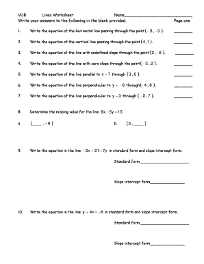 VUB Lines Worksheet