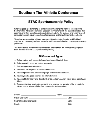 Southern Tier Athletic Conference Sportsmanship Policy