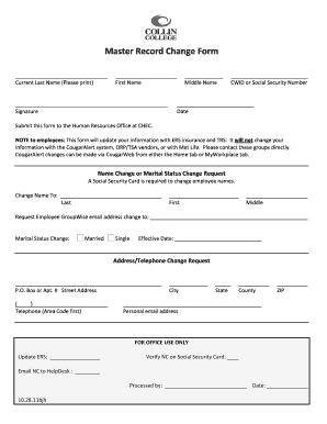 Master Record Change Form